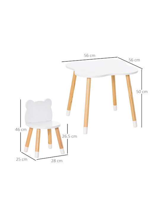 Kids Table and Chairs Set made of Wood White