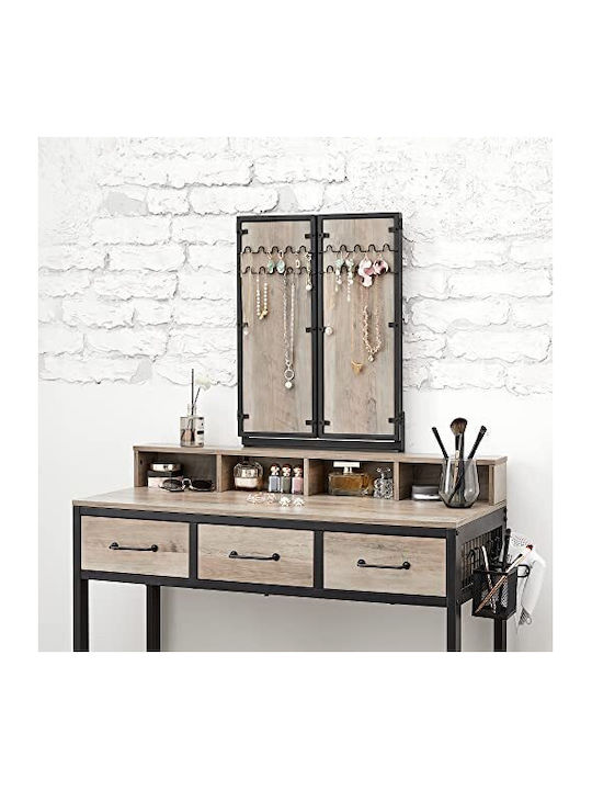 Wooden & Metallic Makeup Dressing Table Coffee with Mirror 90x40x141cm