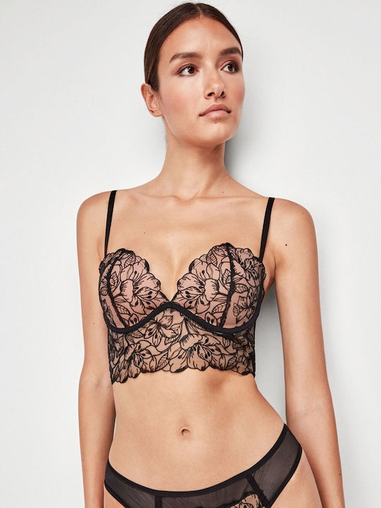 Gisela Lace Underwear Set with Bra & Brazil Black