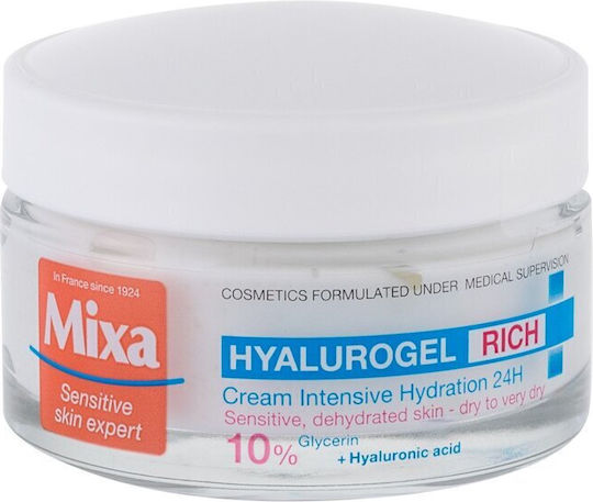Mixa Hyalurogel Rich 24ωρη Ενυδατική & Αναπλαστική Κρέμα Προσώπου Ημέρας με Υαλουρονικό Οξύ 50ml