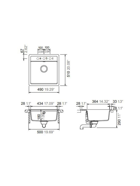 Schock Drop-In Spüle aus Verbundgranulat B49xT51cm Weiß