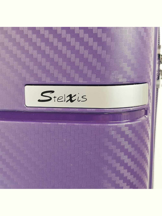 Stelxis Cabin Hard Purple Suitcase with 4 Wheels Height 55cm