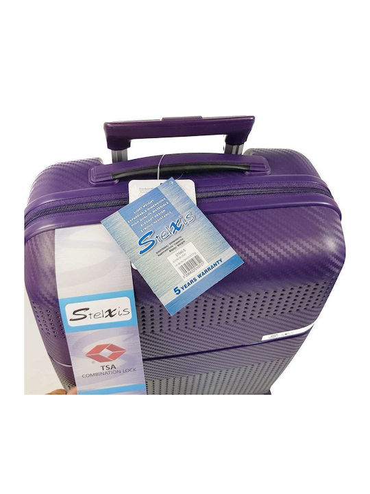 Stelxis Cabin Hard Purple Suitcase with 4 Wheels Height 55cm