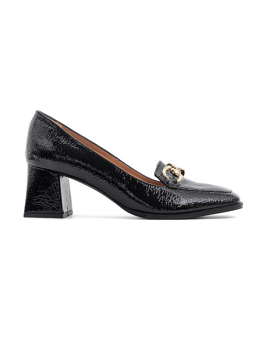 Politis shoes Patent Leather Women's Moccasins in Black Color