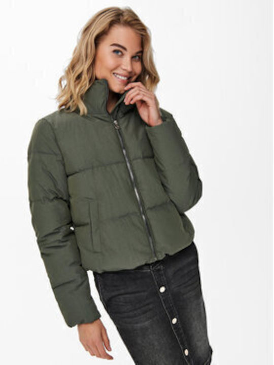 Only Kurz Damen Puffer Jacke für Winter Green.