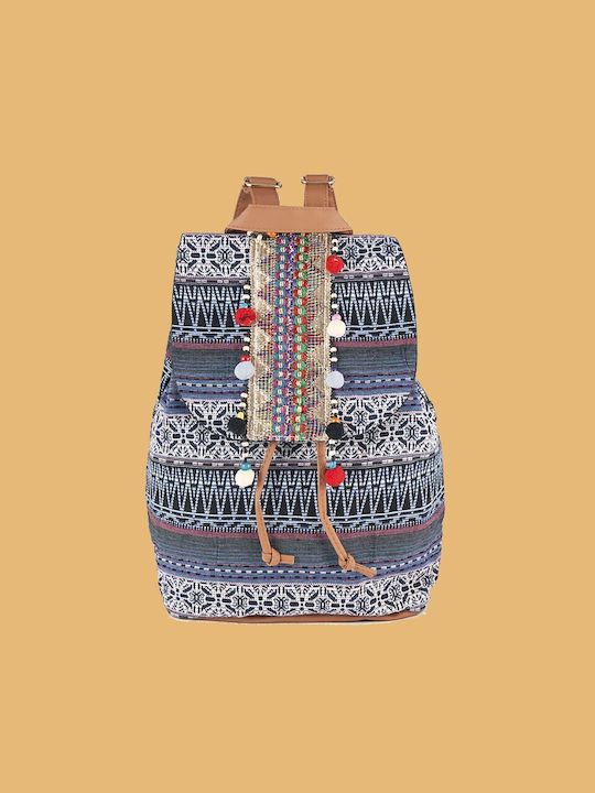 V-STORE BOHO RUCKSACK RUCKSACK RUCKSACK MIT POM POM 188803_BLUE NAVY