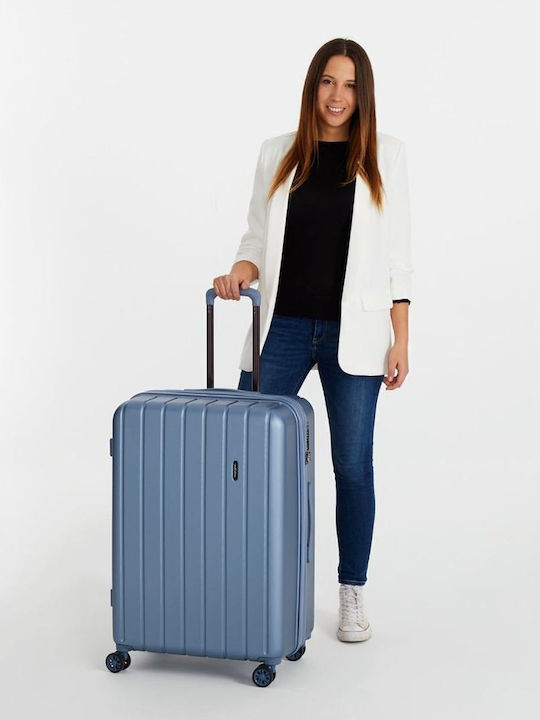 Movom Großer Hartschalen Reisetrolley Himmelblau mit 4 Rädern Höhe 75cm