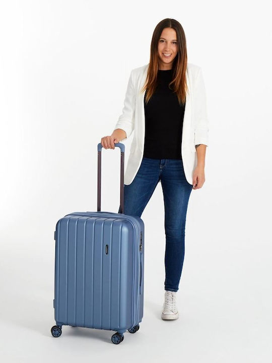 Movom Medium Hard Sky Blue Travel Suitcase with 4 Wheels Height 65cm