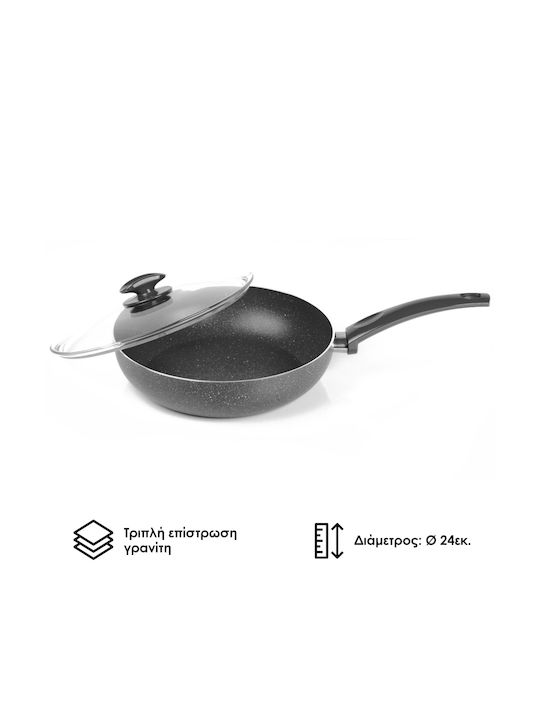Zilan Aluminium Pfanne mit Deckel mit Antihaftbeschichtung 24cm