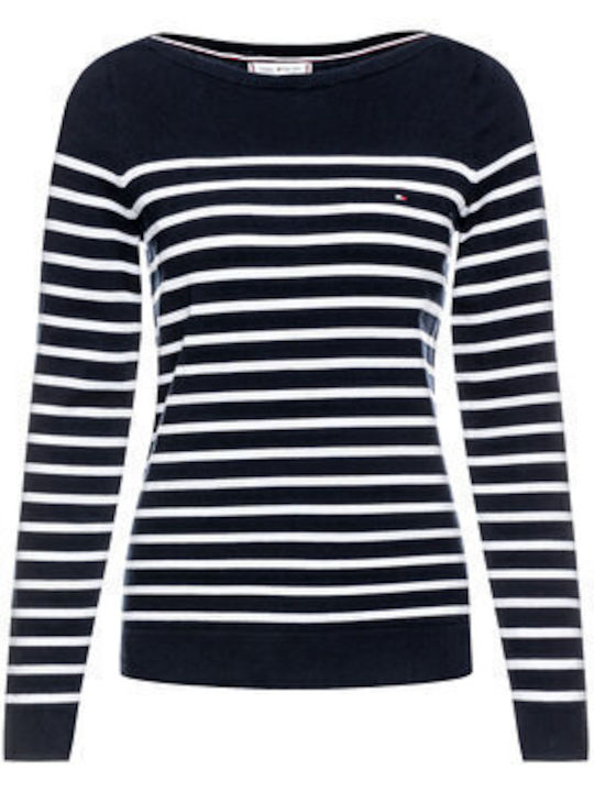 Tommy Hilfiger Heritage Women's Long Sleeve Sweater Cotton Striped Bleumarin