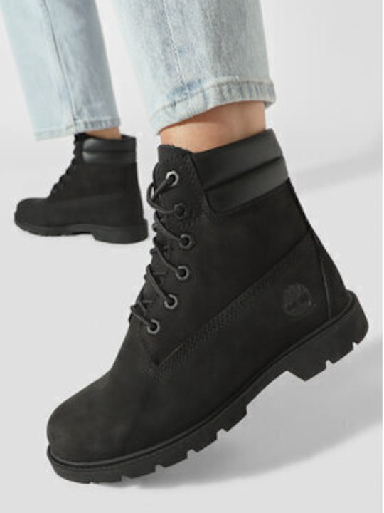 Linden Woods Wp Leather Women's Ankle Boots with Medium Heel Black