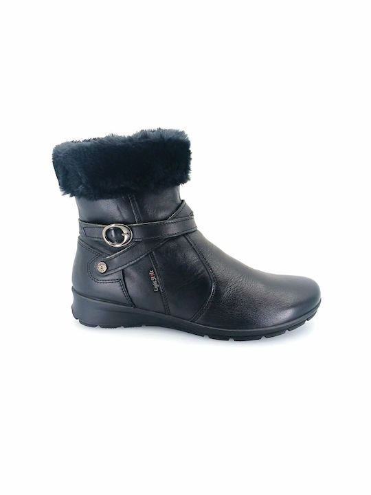 Imac Leather Women's Ankle Boots with Fur Black