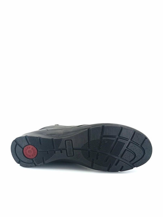 Leder Stiefeletten Damen mit Pelz Schwarz