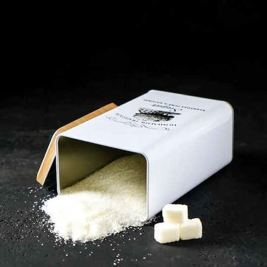 Viosarp Caseta Pentru Zahăr / Cafea Cu Capac Metalic Alb 9x6x16cm 1 Bucată