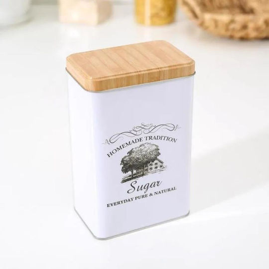 Viosarp Caseta Pentru Zahăr / Cafea Cu Capac Metalic Alb 9x6x16cm 1 Bucată