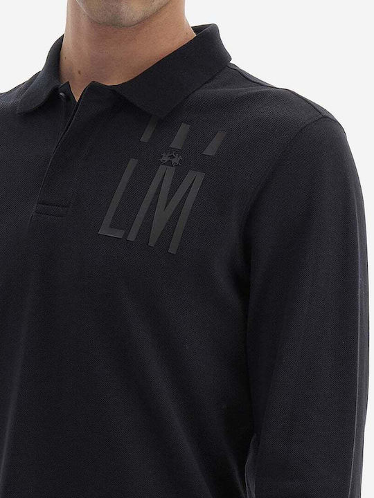 La Martina Men's Long Sleeve Blouse Polo Black