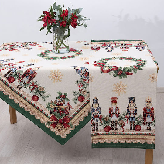Dimeco Christmas Tablecloth Fabric Green L220xW140cm.
