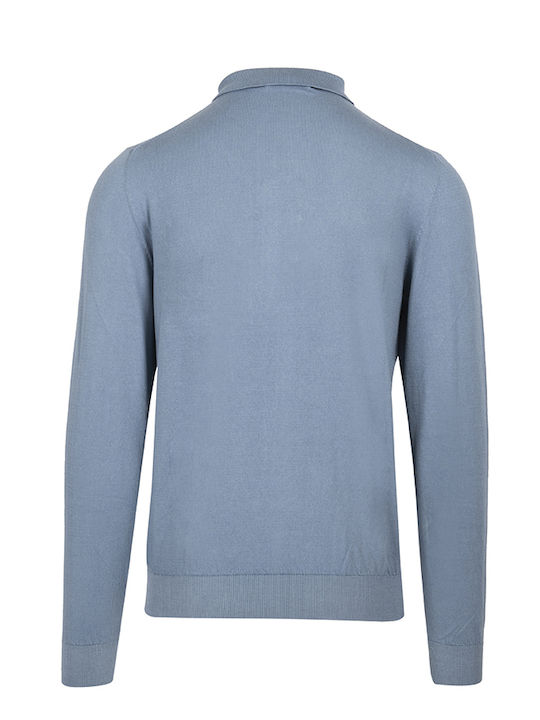 Crossley Men's Long Sleeve Sweater Polo Blue.