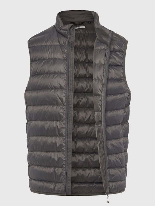 Funky Buddha Men's Sleeveless Puffer Jacket Gray