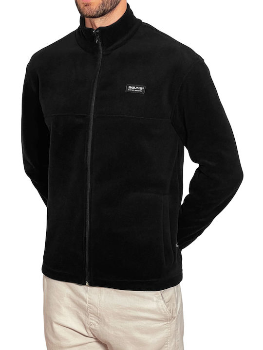 3Guys Men's Fleece Cardigan BLACK