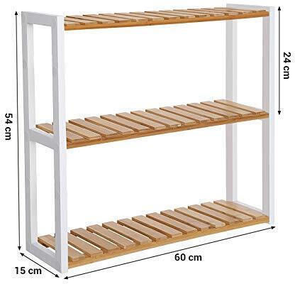 Songmics An der Wand montiert Badezimmerregal Bamboo 60x15x54cm