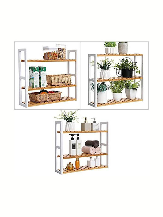 Songmics An der Wand montiert Badezimmerregal Bamboo 60x15x54cm