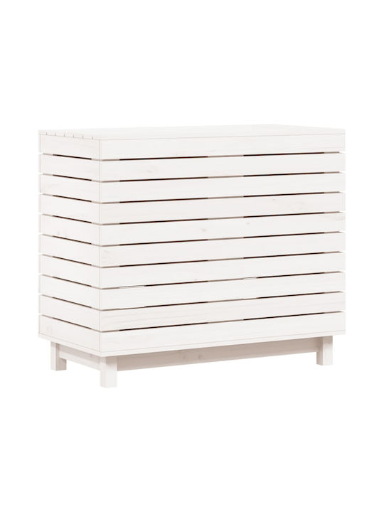 vidaXL Wooden Laundry Basket with Lid 88.5x44x76cm White