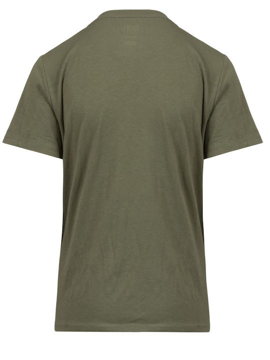 DKNY Damen Bluse Baumwolle Kurzärmelig Khaki