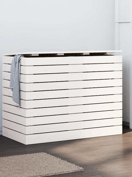 vidaXL Holz-Wäschekorb mit Deckel 88,5x44x66cm Weiß
