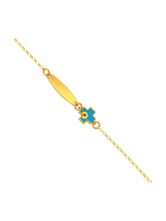 Xryseio Kids Bracelet ID from Gold-plated Silver with Evil Eye