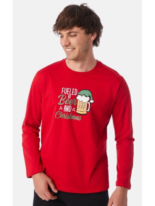 Minerva Xmas Beer Χειμερινή Ανδρική Μπλούζα Πιτζάμας Βαμβακερή Minerva Xmas Beer Χειμερινή Ανδρική Μπλούζα Πιτζάμας Βαμβακερή