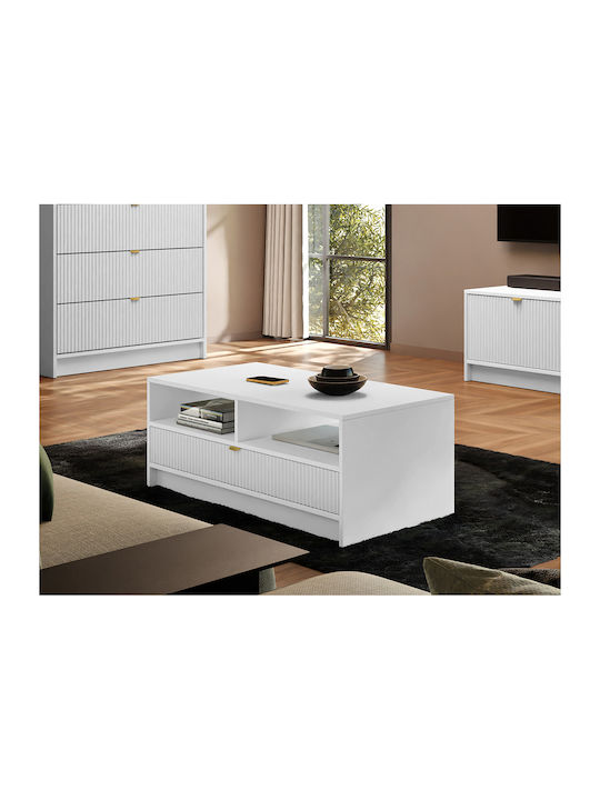 Rectangular Coffee Table Tireno Wooden White L100xW50xH40cm.