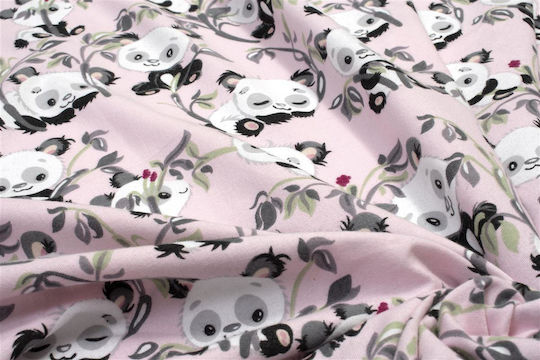 Dimcol Bettwäsche-Set Einzel Baumwolle Panda Bear Pink 160x240cm 3Stück