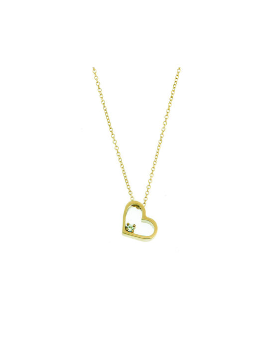 Necklace with design Heart from Gold 14K with Zircon