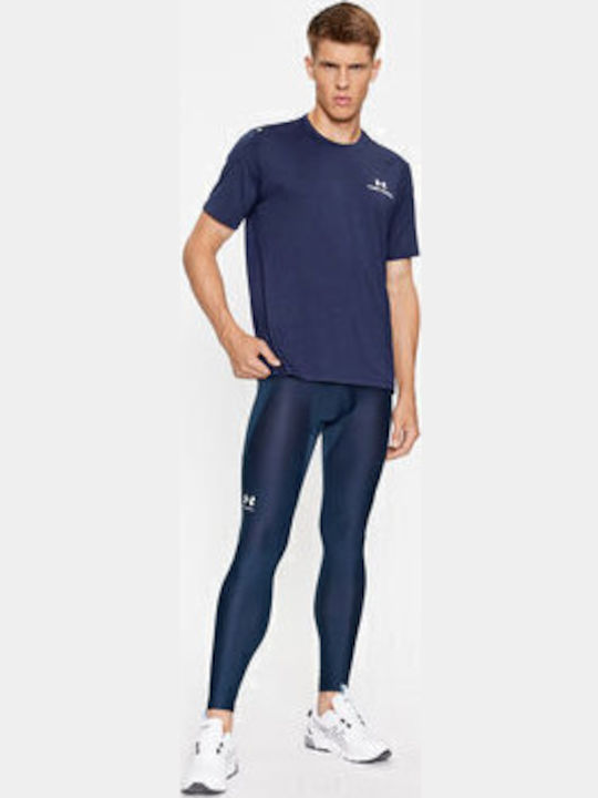 Under Armour Ua Hg Ανδρικό Αθλητικό Κολάν Compression Μακρύ Μπλε