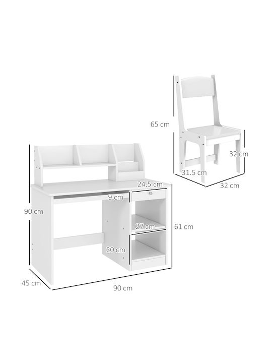 Παιδικό Γραφείο από Μελαμίνη Λευκό 90x45x90cm