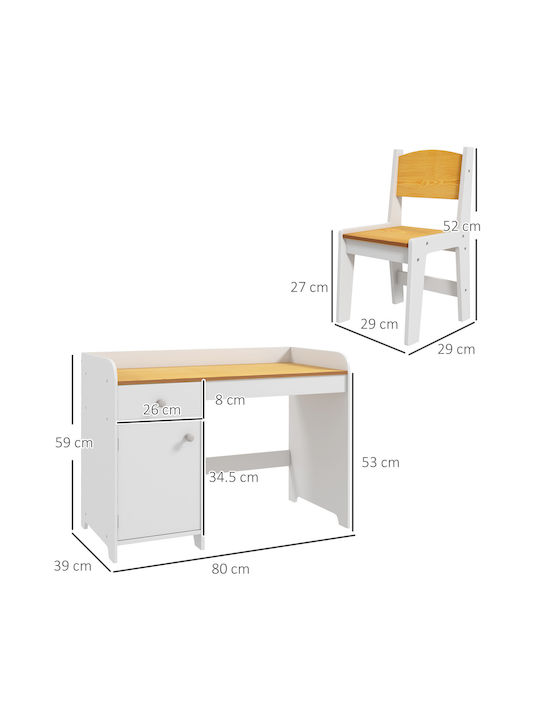 Παιδικό Γραφείο από Μελαμίνη Λευκό 80x39x59cm