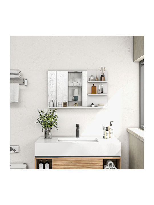 Kleankin Καθρέπτης Μπάνιου από MDF με Ράφι 75x10cm Λευκός