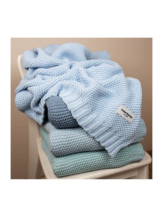 Color Stories Κουβέρτα Αγκαλιάς & Λίκνου Πλεκτή Μπλε Baby Blue 90x75εκ.