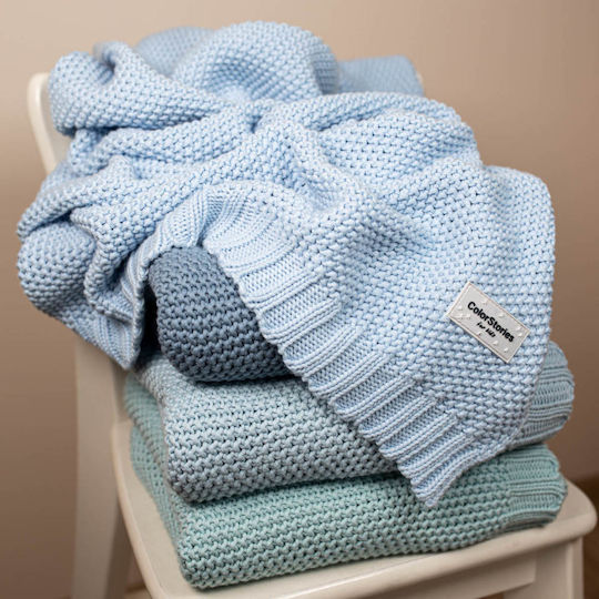 Color Stories Blanket Nursery Swaddling Blankets Knitted Blue Baby Blue 90x75cm