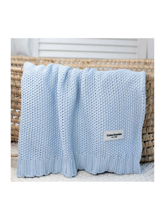 Color Stories Κουβέρτα Αγκαλιάς & Λίκνου Πλεκτή Μπλε Baby Blue 90x75εκ.