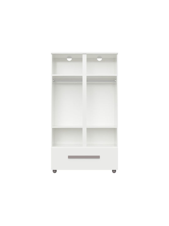 Two Door Wardrobe with 1 Drawer White 101x54x180cm