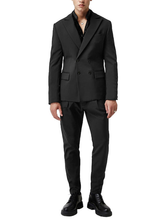 Stefan Fashion Men's Suit Jacket Slim Fit Black