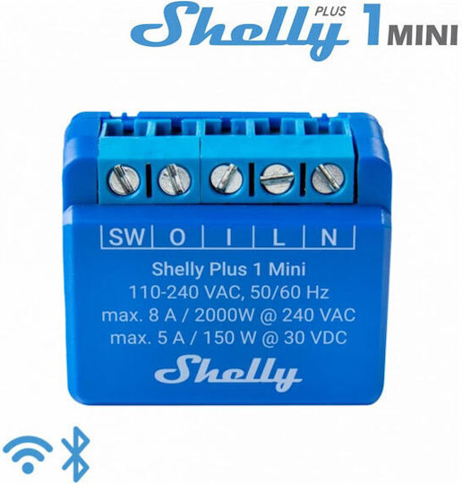 Shelly Plus 1 Mini Smart Ενδιάμεσος Διακόπτης Wi-Fi