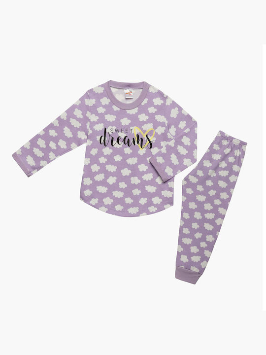 Minerva Kids Pajamas Winter Cotton Lilac