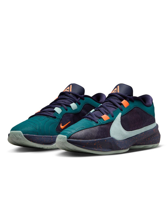 Nike Giannis Freak 5 Low Basketball Shoes Geode Teal / Purple Ink / Total Orange / Jade Ice