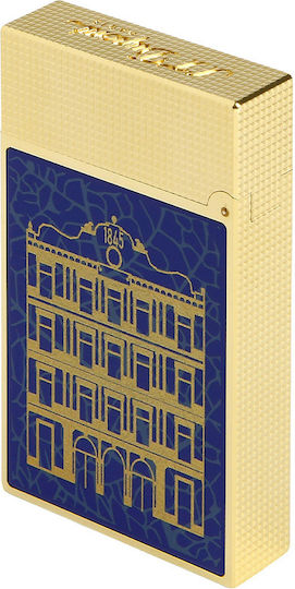 S.T. Dupont Linea Maestra Blue Yellow Gold Lighter Flame in Brown Color