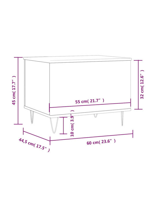 Square Central Wooden Coffee Table Gray Sonoma M60xL44.5xH45cm