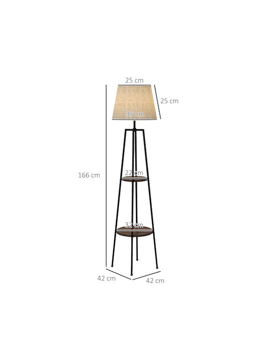 HomCom Floor Lamp H166xW42cm. Brown