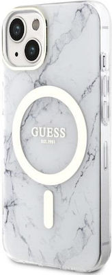 Guess Marble MagSafe Plastic Back Cover White (iPhone 14)